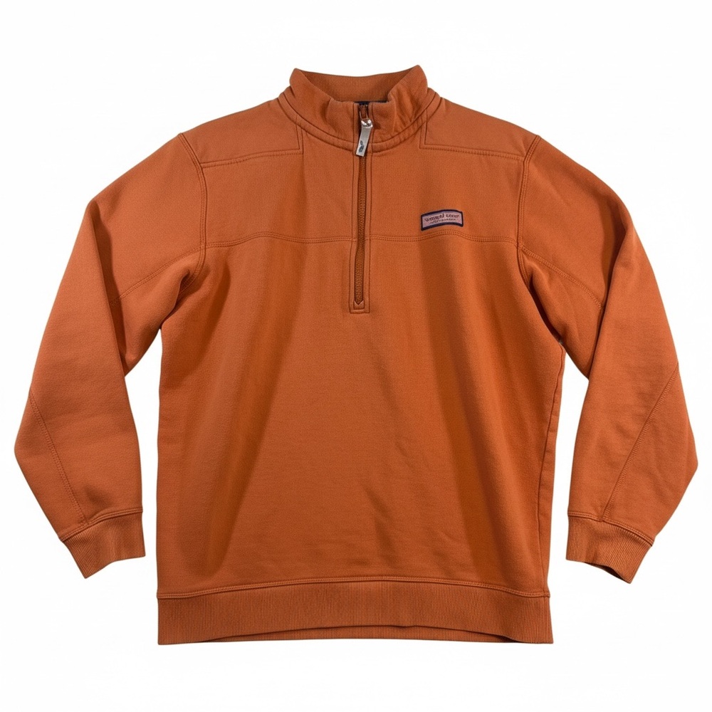 Vineyard Vines Men's Rust Orange 1/4 Zip-Up Pullover Mock Neck Size Medium